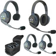 Eartec UltraLITE 4-Person Full-Duplex Wireless Intercom with 3 Single-Ear & 1 Dual-Ear Headsets (1.9 GHz, USA)