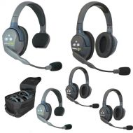Eartec UL523 5-Person Full-Duplex Wireless Intercom with 2 UltraLITE Single-Ear & 3 UltraLITE Dual-Ear Headsets