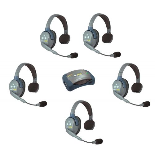  Eartec HUB5S - 5 Person System with 5 Single Wireless Communication Headsets and 1 HUB Mini Base Transceiver