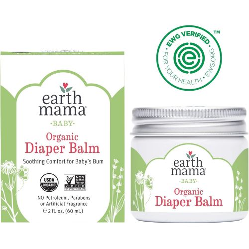  Organic Diaper Balm by Earth Mama | Safe Calendula Cream to Soothe and Protect Sensitive Skin, Non-GMO Project Verified, 2-Fluid Ounce (3-Pack)