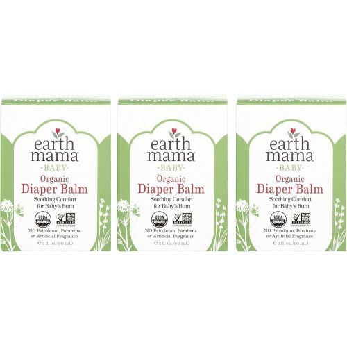  Organic Diaper Balm by Earth Mama | Safe Calendula Cream to Soothe and Protect Sensitive Skin, Non-GMO Project Verified, 2-Fluid Ounce (3-Pack)