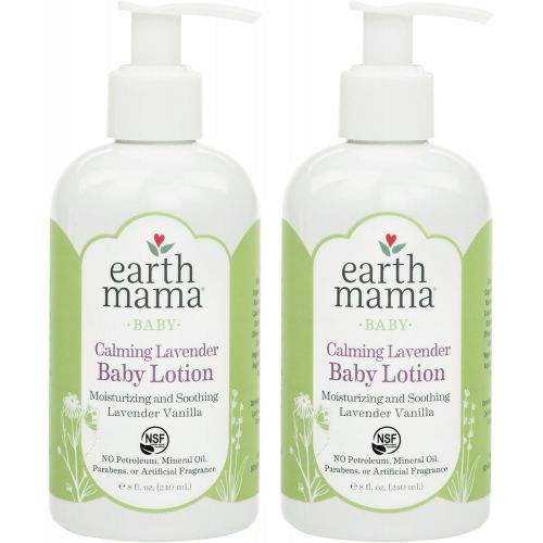  Earth Mama Calming Lavender Baby Lotion with Organic Calendula, 8-Fluid Ounce (2-Pack)