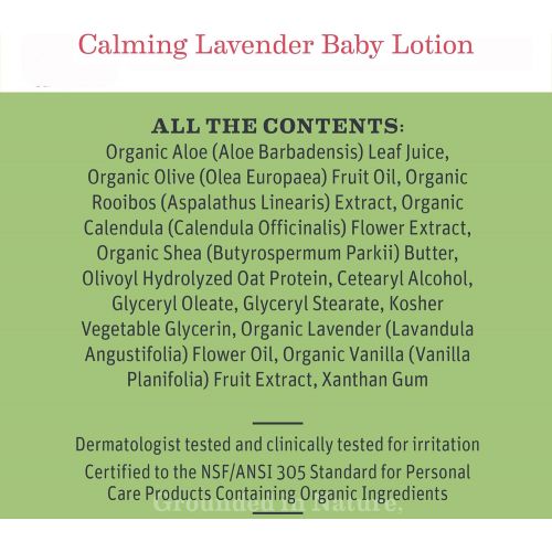 Earth Mama Calming Lavender Baby Lotion with Organic Calendula, 8-Fluid Ounce