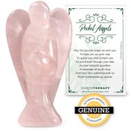 Earth Therapy Pocket Guardian Angel with Serenity Prayer Card - Healing Stone Figurine - Rose Quartz,