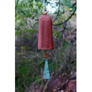 /EarthWindStoneware Unique Red Wind Chime Garden Bell with Bird Sculpture Art Copper Wind Chimes Garden Gifts-Under 50 Handmade Shipping Monday in Time for Xmas