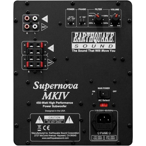  Earthquake Sound Supernova MKIV-12 Powered Subwoofer with SLAPS Technology, Black Ash