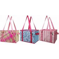 [아마존 핫딜] [아마존핫딜]Earthwise Deluxe Collapsible Reusable Shopping Box Grocery Bag Set with Reinforced Bottom Storage Boxes Bins Cubes (Set of 3) (Pink)