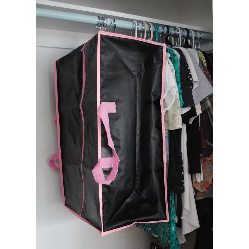  [아마존 핫딜] [아마존핫딜]EarthWise Earthwise Reusable Storage Bags Totes Extra Large Container Backpack Handles w/Zipper closure in Matte Black Great for Moving, Compatible with Ikea Frakta Carts (Set of 4) (Pink)