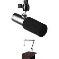 Earthworks ETHOS Broadcast Condenser Microphone with Foam Windscreen & Cabled Boom Arm Kit (Stainless Steel)