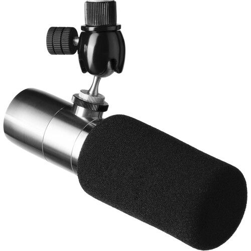  Earthworks ETHOS Broadcast Condenser Microphone with Foam Windscreen & Cabled Boom Arm Kit (Stainless Steel)