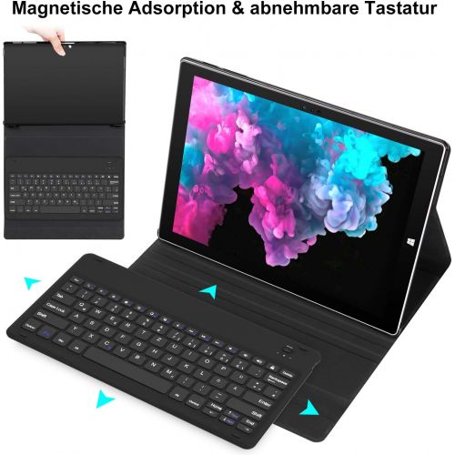  [아마존 핫딜] [아마존핫딜]Earto Surface Huelle Tastatur 12.3 Zoll fuer Microsoft Surface Pro 6 (2018) / Surface Pro 5 (2017) /Surface Pro 4 12,3 Zoll Tablet - Case und Magnetisch abnehmbare kabellose Tastatur