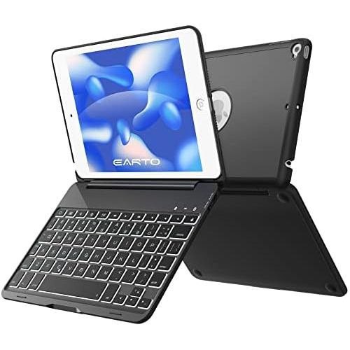  [아마존베스트]Earto iPad Mini 5 / Mini 4 Keyboard - 135 Degree Flip 7 Color Backlit Aluminum Shell Smart Folio Keyboard Case with Auto Sleep/Wake for iPad Mini 5th Gen 2019 / iPad Mini 4th Gen 2015, B