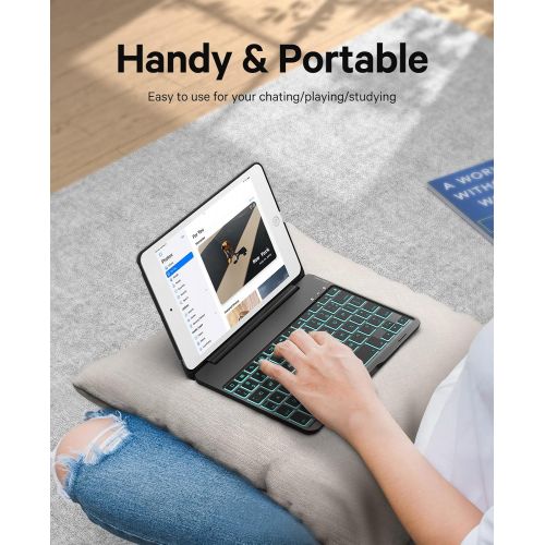  [아마존베스트]Earto iPad Mini 5 / Mini 4 Keyboard - 135 Degree Flip 7 Color Backlit Aluminum Shell Smart Folio Keyboard Case with Auto Sleep/Wake for iPad Mini 5th Gen 2019 / iPad Mini 4th Gen 2015, B