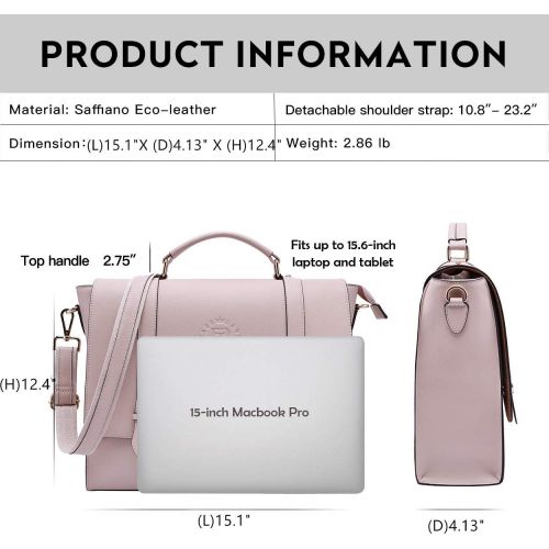  [아마존베스트]EaseGave Briefcase for Women,15.6 Inch Laptop Tote Bag Durable Teacher Laptop Messenger Bags Business Computer Bag with Detachable Widened Strap for Work Weekend Dating,Soft Pink