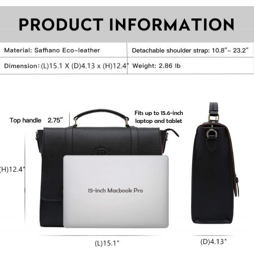  [아마존베스트]EaseGave Laptop-Briefacse-for-Women-Men 15.6 Inch Business Computer-Bags Messenger-Bag Work-Tote-Bag Unisex Satchel Bag for Work Office Business Travel,black