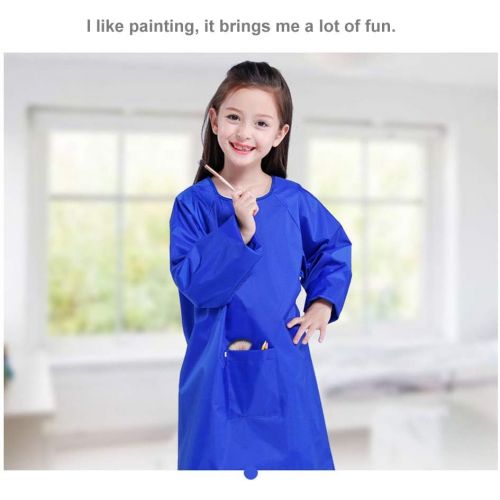  [아마존베스트]EaseTech Kids Art Smocks, Waterproof Artist Painting Aprons for Children, Long Sleeve Toddler Apron (XXL for Height 110-130cm（Age 5-7 Years）)