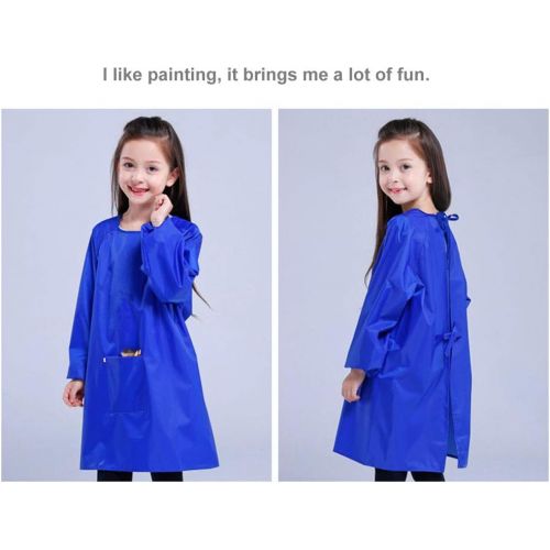  [아마존베스트]EaseTech Kids Art Smocks, Waterproof Artist Painting Aprons for Children, Long Sleeve Toddler Apron (XXL for Height 110-130cm（Age 5-7 Years）)