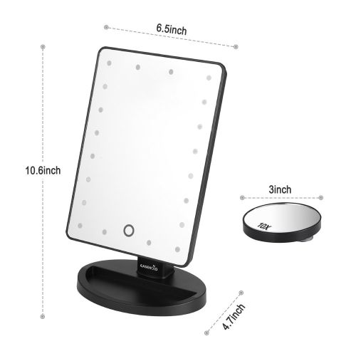  Easehold Lighted Vanity Mirror LED Make Up Mirror Table 10.7 In with 37 LED Lights Detachable 10X Magnifying Spot Mirror Stepless Dimming 180 Degree Rotation Countertop Cosmetic Ba