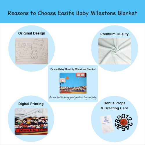  Easife Baby Monthly Milestone Blanket with Unique Basketball Design by EASIFE, Soft Thick Fleece...