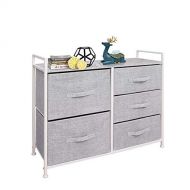 East Loft Storage Cube Dresser Organizer for Closet, Nursery, Bathroom, Laundry or Bedroom 5 Fabric Drawers, Solid Wood Top, Durable Steel Frame Light Grey