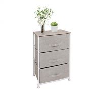 East Loft Nightstand Dresser Storage Organizer for Closet, Nursery, Bathroom, Laundry or Bedroom 3 Fabric Drawers, Solid Wood Top, Durable Steel Frame (Tan)