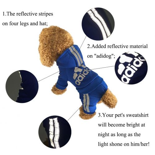  EastCities Eastcities Adidog Reflective Pet Clothes for Small Dogs Four Legs Puppy Cotton Jumpsuit