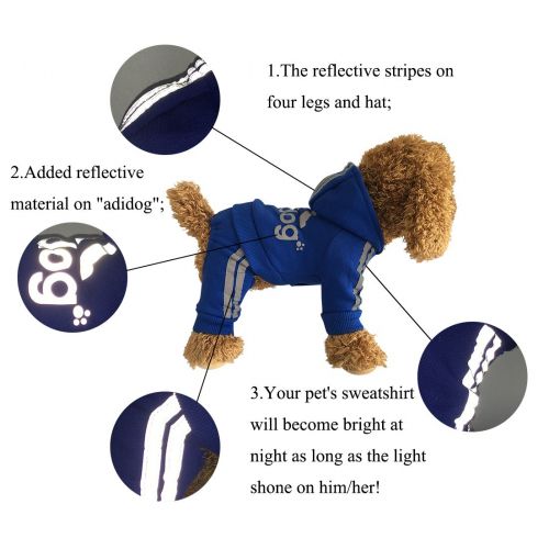  EastCities Eastcities Adidog Reflective Pet Clothes for Small Dogs Four Legs Puppy Cotton Jumpsuit