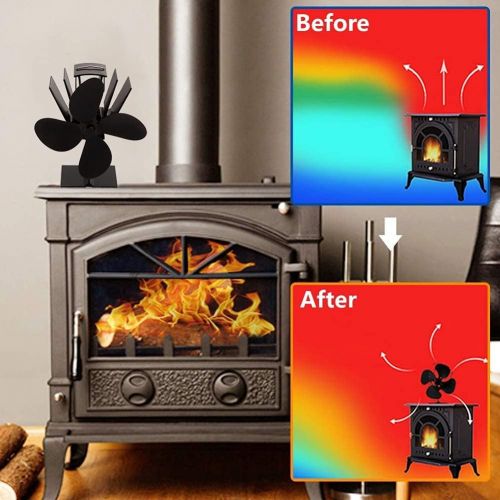  EastMetal Fireplace Fan, Stove Fan with 4 Blade, Log Burner Fan Silent Operation, Efficient Heat Distribution Heat Circulation Fan, for Gas/Pellet/Wood/Log Burning Stoves