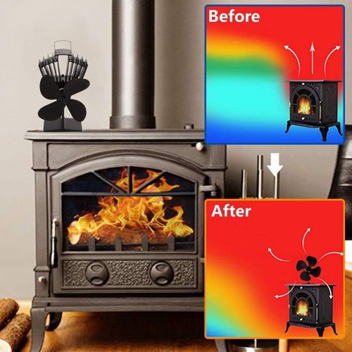  EastMetal 4 Blade Fireplace Fan, Fireplace Fan, Wood/Log Burner Fans, Silent Operation Efficient Heat Distribution Eco Friendly Fans, for Gas/Pellet/Wood/Log Burning Stoves