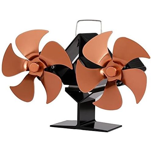  EastMetal Fireplace Fan, Double Head Stove Fan with 10 Blades Thermometer Mini Size Heat Powered Heat Circulation Eco Friendly, for Wood/Log Burner/Stove/Fireplace [Energy Class A+