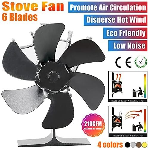  EastMetal 6 Blade Stove Fan, Upgrade Heat Powered Fireplace Fan, Mini SizeStove Top Fan, Efficient Heat Distribution Environment Friendly Save Fuel, for Gas/Pellet/Wood/Log Burning