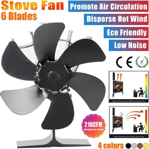  EastMetal 6 Blade Stove Fan, Upgrade Heat Powered Fireplace Fan, Mini SizeStove Top Fan, Efficient Heat Distribution Environment Friendly Save Fuel, for Gas/Pellet/Wood/Log Burning
