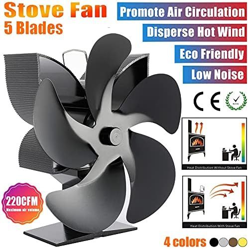  EastMetal Stove Fans with 5 Blades, Eco Friendly Fireplace Fan, Silent Operation Stove Burner Fan, No Battery or Electricity Required Heat Circulation, for Wood/Log Burner/Stove/Fi