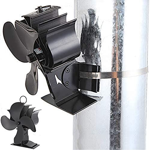  EastMetal 4 Blades Wall Mounted Fireplace Fan, 2 in 1 Stove Fan, Log Burner Tube Fan, Mini Heat Powered Silent Operation Efficient Heat Distribution, for Gas/Pellet/Wood/Log Burnin