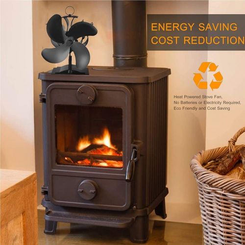  EastMetal 4 Blades Wall Mounted Fireplace Fan, 2 in 1 Stove Fan, Log Burner Tube Fan, Mini Heat Powered Silent Operation Efficient Heat Distribution, for Gas/Pellet/Wood/Log Burnin