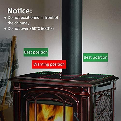  EastMetal Stove Fan with 4 Blade, Heat Powered Fireplace Fan, Eco Friendly Stove Burner Fan, Silent Operation Efficient Heat Distribution, for Wood/Log Burner/Stove/Fireplace Black