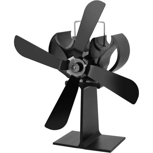  EastMetal Stove Fan with 4 Blade, Heat Powered Fireplace Fan, Eco Friendly Stove Burner Fan, Silent Operation Efficient Heat Distribution, for Wood/Log Burner/Stove/Fireplace Black