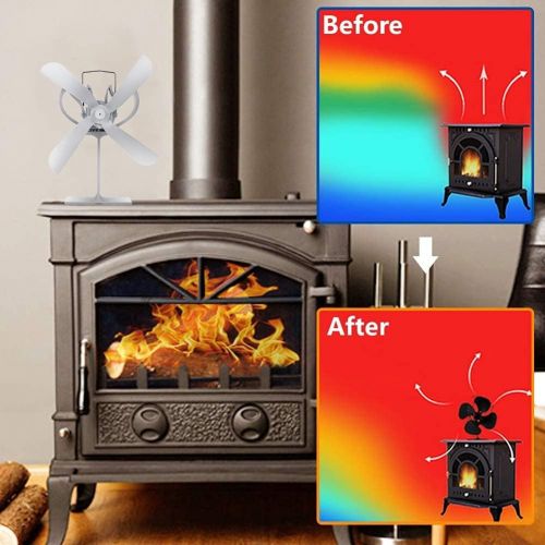  EastMetal Stove Fan with 4 Blade, Heat Powered Fireplace Fan, Eco Friendly Stove Burner Fan, Silent Operation Efficient Heat Distribution, for Wood/Log Burner/Stove/Fireplace Black