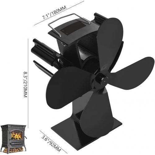  EastMetal Stove Fan, 4 Blade Fireplace Fan, Eco Friendly Stove Burner Fan with Temperature Digital Display, Silent Operation Heat Circulation, for Wood/Log Burner/Stove/Fireplace [