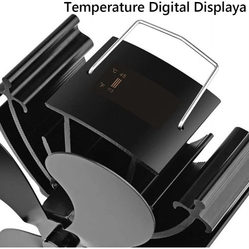  EastMetal Stove Fan, 4 Blade Fireplace Fan, Eco Friendly Stove Burner Fan with Temperature Digital Display, Silent Operation Heat Circulation, for Wood/Log Burner/Stove/Fireplace [