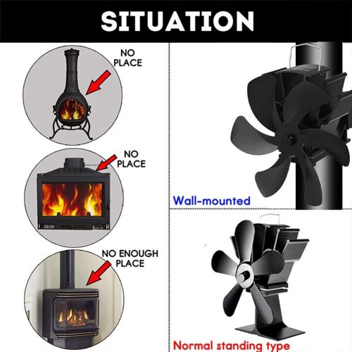  EastMetal Wall Mounted Fireplace Fan with 6 Blades, Upgrade Stove Pipe Fan, Wood/Log Burner Fans, Silent Operation Efficient Heat Distribution, for Gas/Pellet/Wood/Log Burning Stov