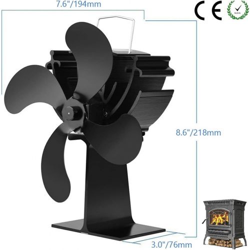  EastMetal Upgrade Stove Fans, Fireplace Fan with 4 Blade, Heat Circulation Stove Top Fan, No Battery or Electricity Required Eco Friendly Silent Operation, for Gas/Pellet/Wood/Log