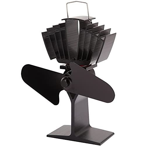  EastMetal Stove Fan with 2 Blades, Heat Powered Fireplace Fan, Stove Burner Fan, Efficient Heat Distribution No Battery or Electricity Required, for Gas/Pellet/Wood/Log Burning Sto