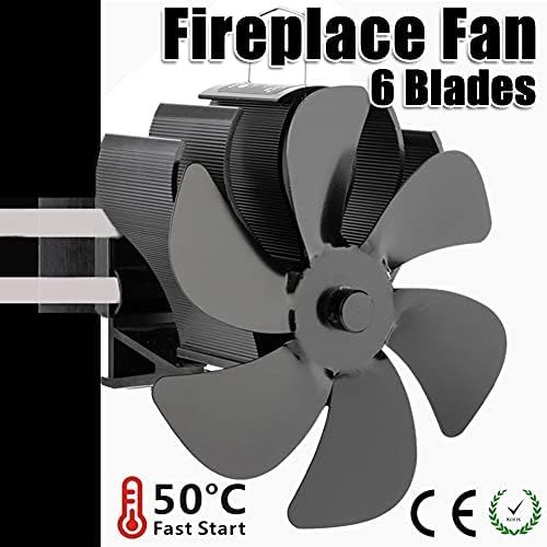  EastMetal 6 Blades Stove Fan, Wall Mounted Fireplace Fan, Log Burner Pipe Fan, Efficient Heat Distribution Silent Operation No Battery or Power Supply Required, for Wood/Log Burner