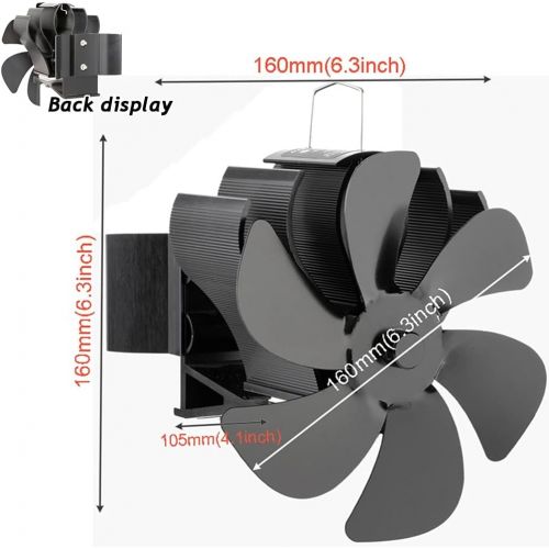  EastMetal 6 Blades Stove Fan, Wall Mounted Fireplace Fan, Log Burner Pipe Fan, Efficient Heat Distribution Silent Operation No Battery or Power Supply Required, for Wood/Log Burner