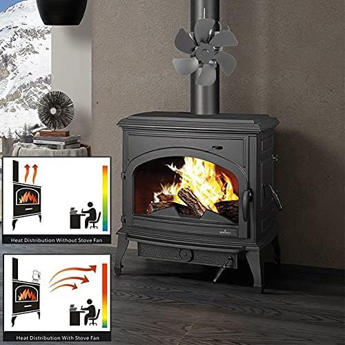  EastMetal 6 Blades Stove Fan, Wall Mounted Fireplace Fan, Log Burner Pipe Fan, Efficient Heat Distribution Silent Operation No Battery or Power Supply Required, for Wood/Log Burner