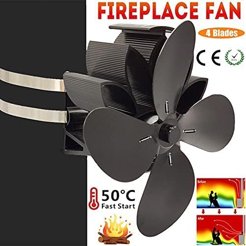  EastMetal Wall Mounted Fireplace Fan, Heat Powered 4 Blade Stove Pipe Fan, Eco Friendly Stove Tube Fan, No Battery or Electricity Required 50℃ ?Silent Operation, for Wood/Log Burne