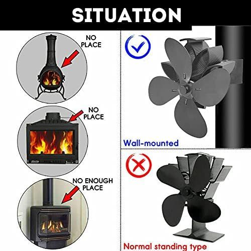  EastMetal Wall Mounted Stove Fan, 4 Blade Fireplace Fan with Magnetic, Eco Friendly Stove Pipe Fan, No Battery or Electricity Required Efficient Heat Distribution, for Wood/Log Burner/Stove