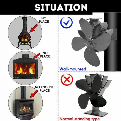  EastMetal Wall Mounted Stove Fan, 4 Blade Fireplace Fan with Magnetic, Eco Friendly Stove Pipe Fan, No Battery or Electricity Required Efficient Heat Distribution, for Wood/Log Burner/Stove