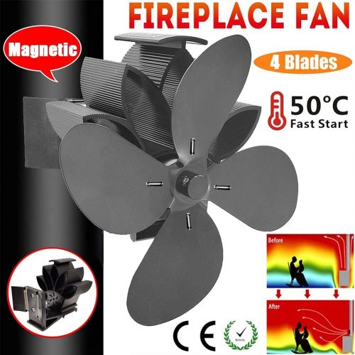  EastMetal Wall Mounted Stove Fan, 4 Blade Fireplace Fan with Magnetic, Eco Friendly Stove Pipe Fan, No Battery or Electricity Required Efficient Heat Distribution, for Wood/Log Burner/Stove